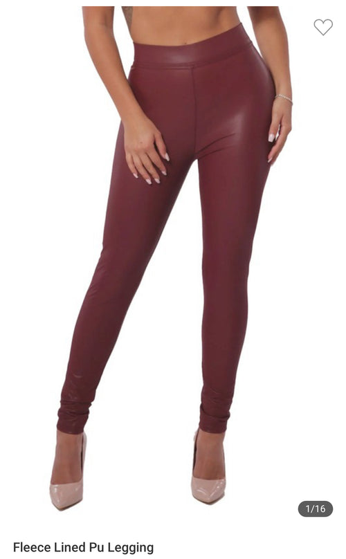 PU Fleece leather leggings