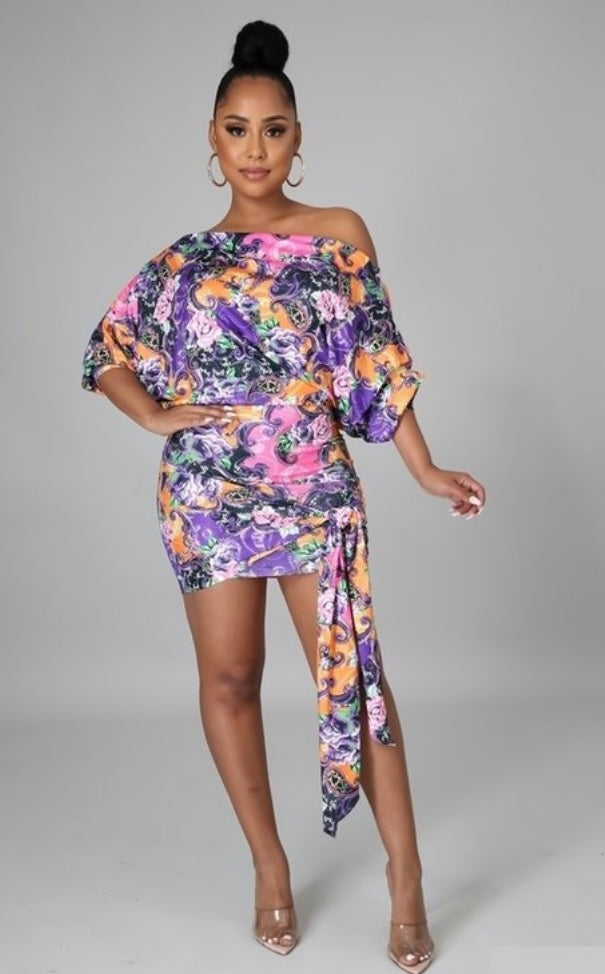 purple rain dresses usa Moci by Purple Rain USA Dress L Faux Wrap Pullover Stretch Knit Women's