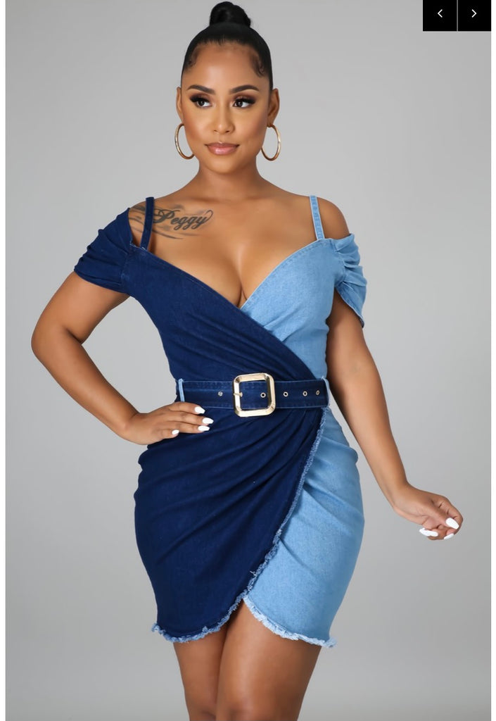 2 Tone Denim Dress